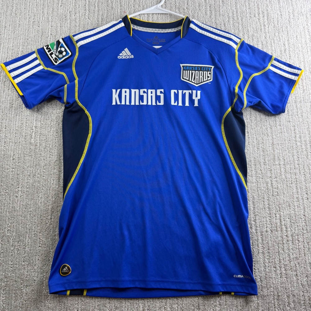 Adidas Kansas City Wizards MLS Soccer Jersey Blue Yellow Mens Size Medium